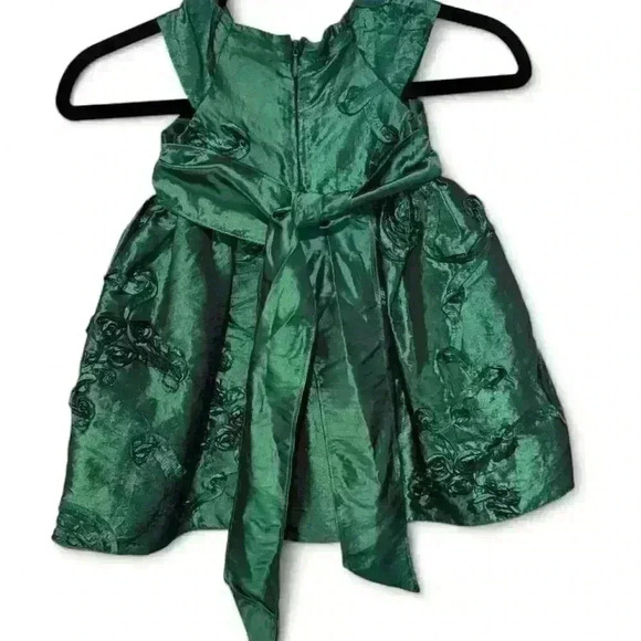 Jenny & Me Toddler Girls Green Floral Embroidery  Holiday Dress size 18 months - Picture 4 of 8